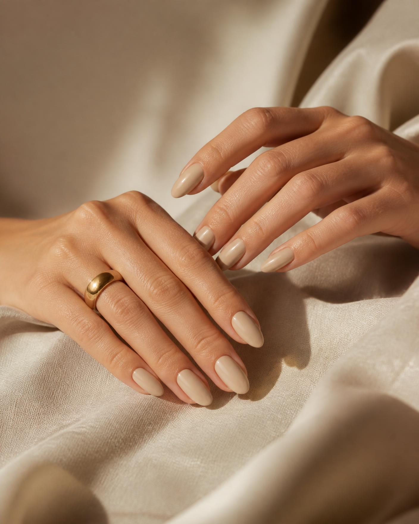 Mãos com manicure nude impecável
